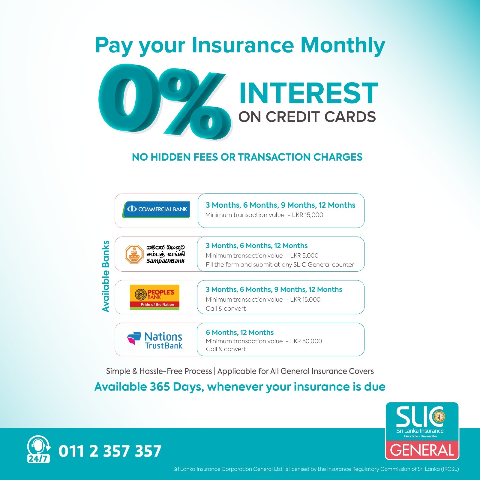 SLIC General pay insurance monthly
